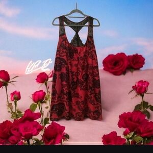 APT 9 Intimates red nighty sexy stretchy size XL lace lined on top feminine🥀